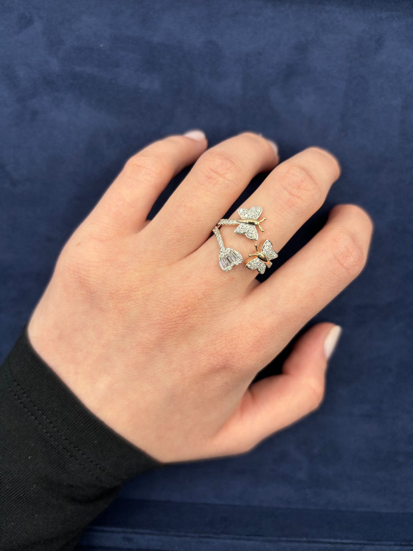 14K Heart Butterfly Diamond Ring