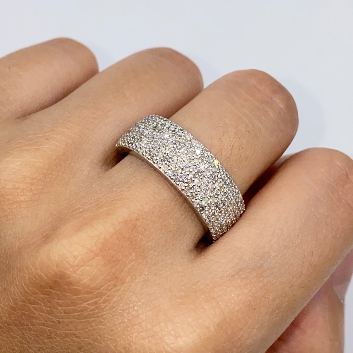 10K 8MM Iced Pave Ring Diamond Band