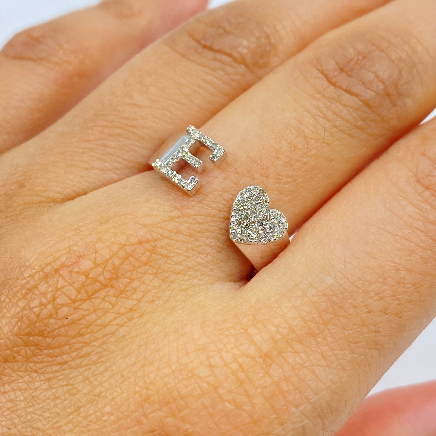 Initial Letter Heart Diamond Ring