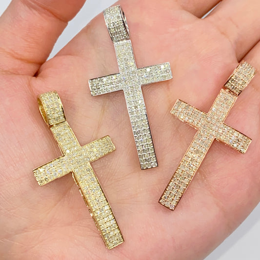 10K Modern Cross Diamond Pendant