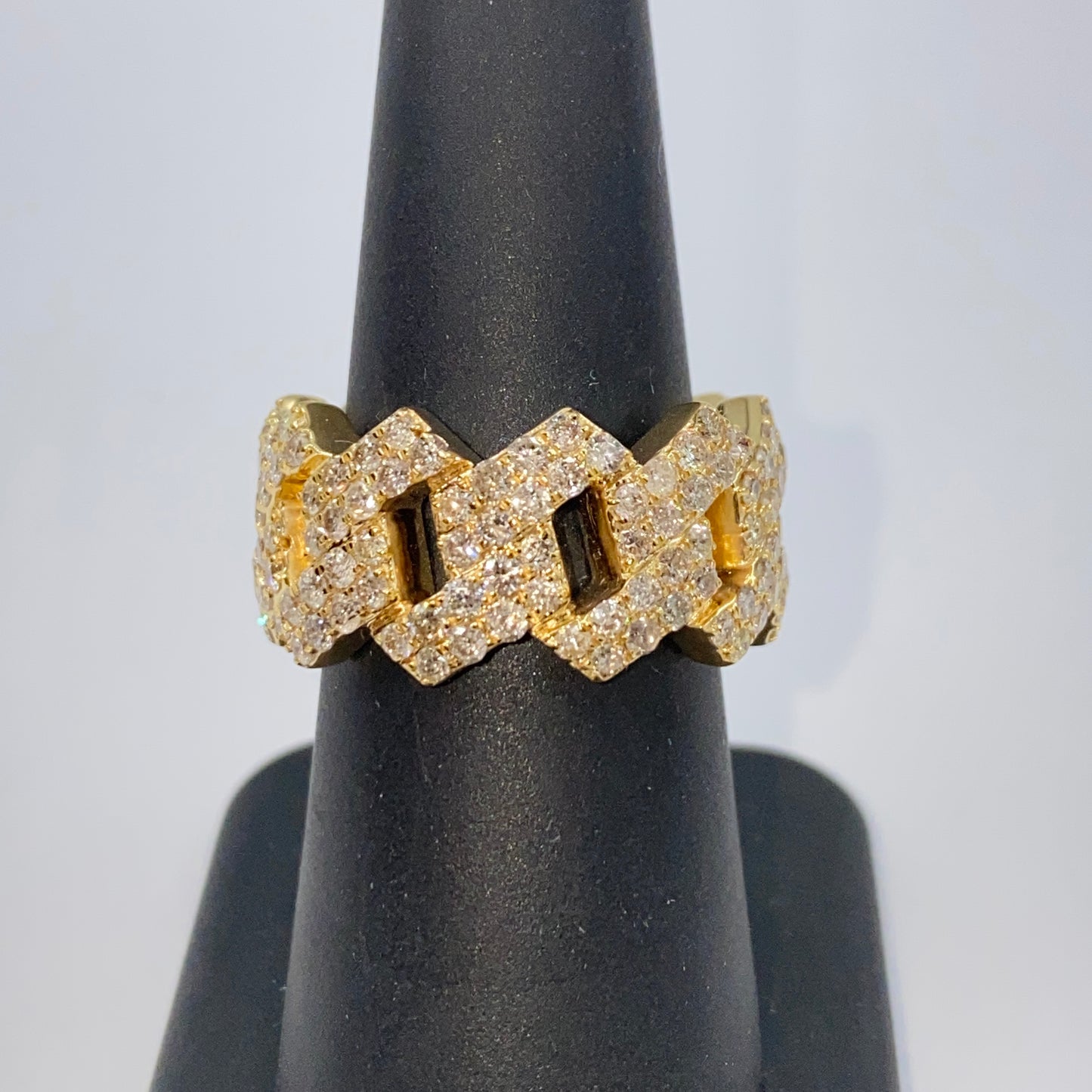 14K 12.9MM Cuban Link Diamond Ring