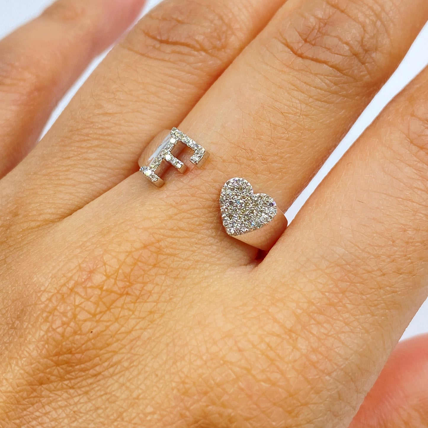 Initial Letter Heart Diamond Ring