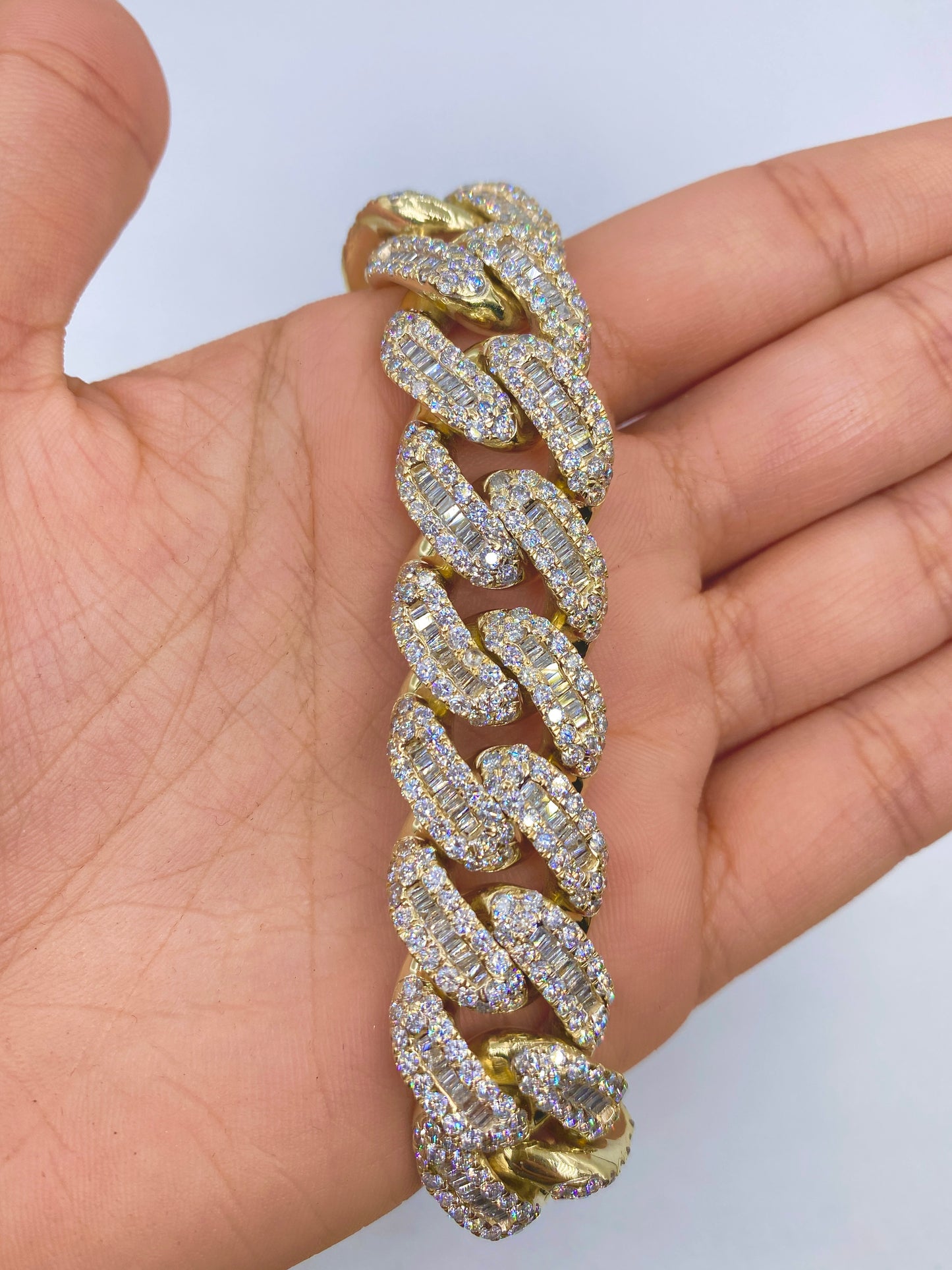 14K Diamond Baguette Cuban Bracelet