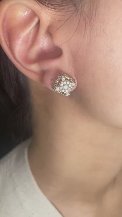 14K Castle Diamond Earrings Jumbo