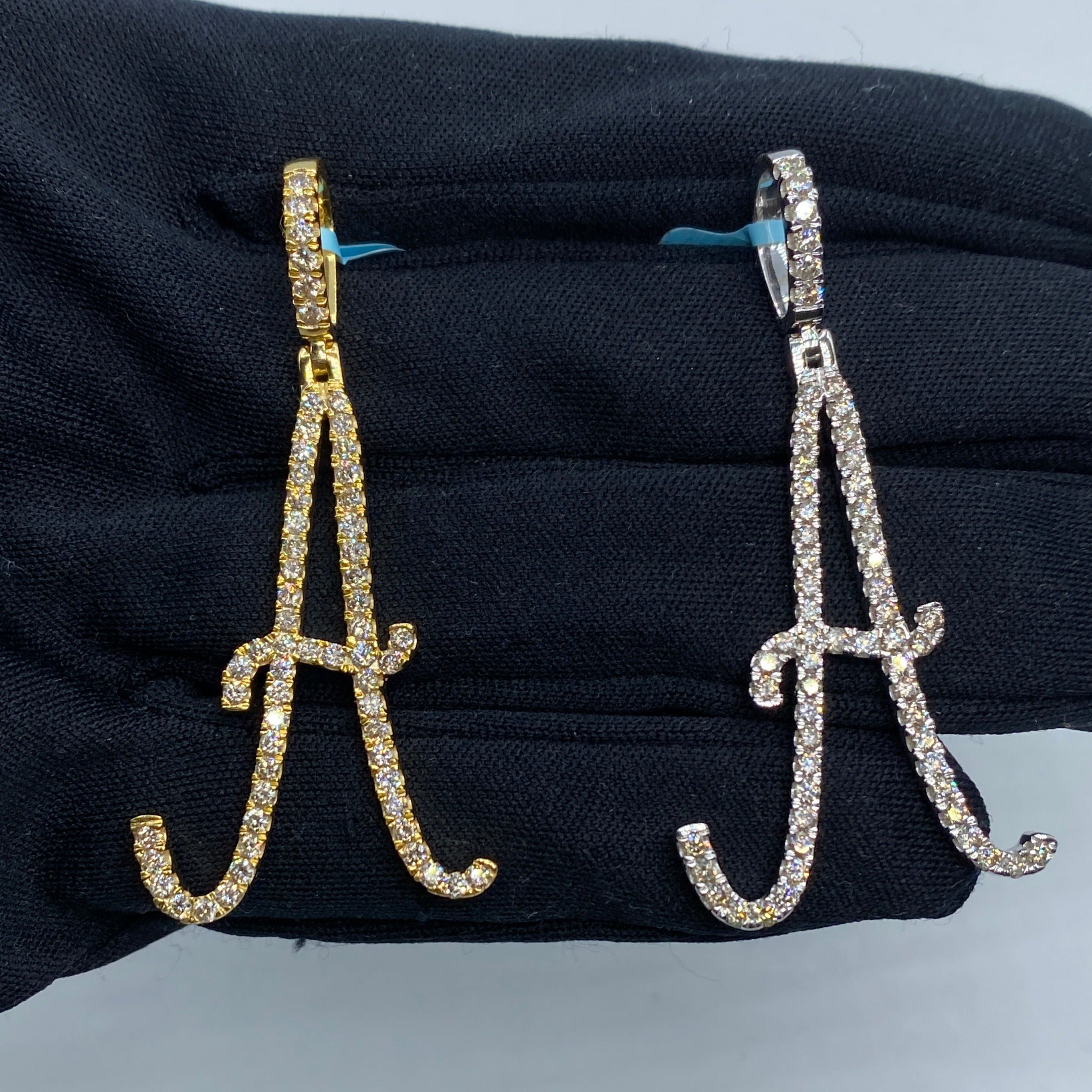 14K Jumbo Script Initial Letter Diamond Pendants Full Collection ...