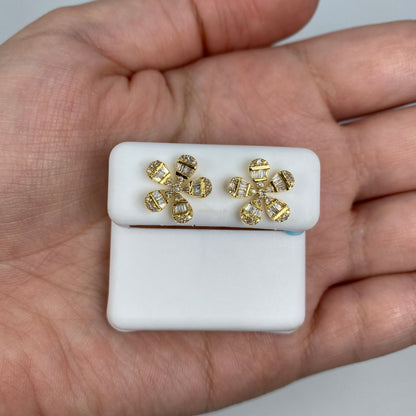 14K Flower Baguette Diamond Earrings