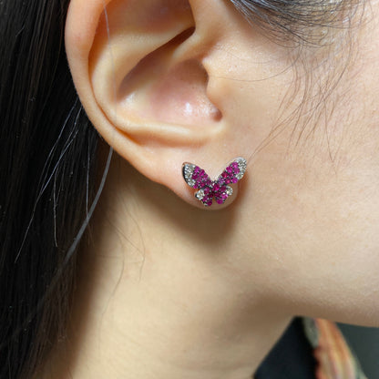 14K Large Purple Butterfly Diamond Earrings