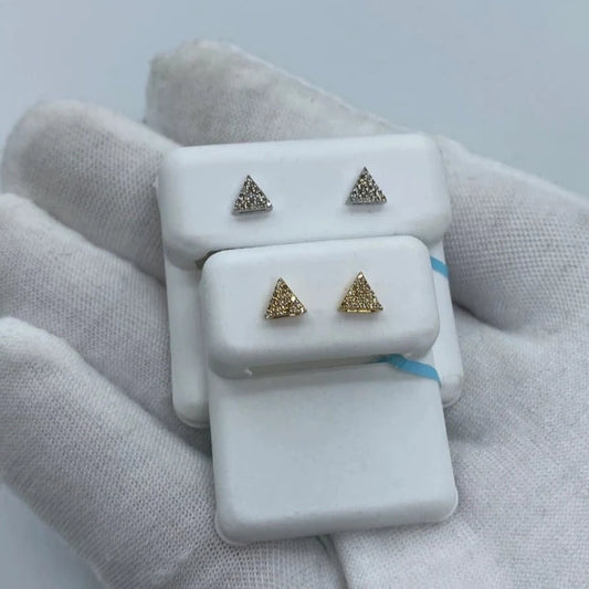 14K Triangle Diamond Earrings