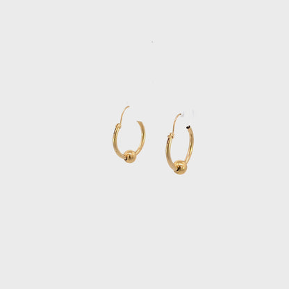 14K Gold Pearl Hoop Earrings