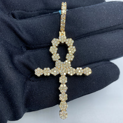 14K Ankh Cross Diamond Pendant