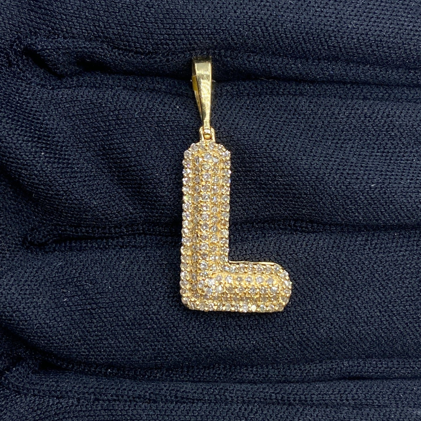Bubble Initial Letter Diamond Pendant in 10K Full Collection