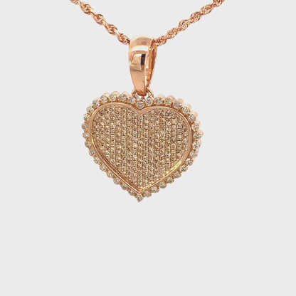 14K Heart in Rose Gold Halo Diamond Pendant