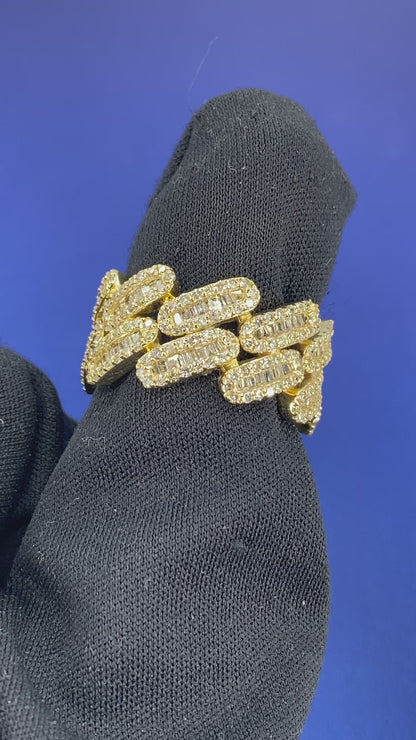 14K Eternity Cuban Link Diamond Ring