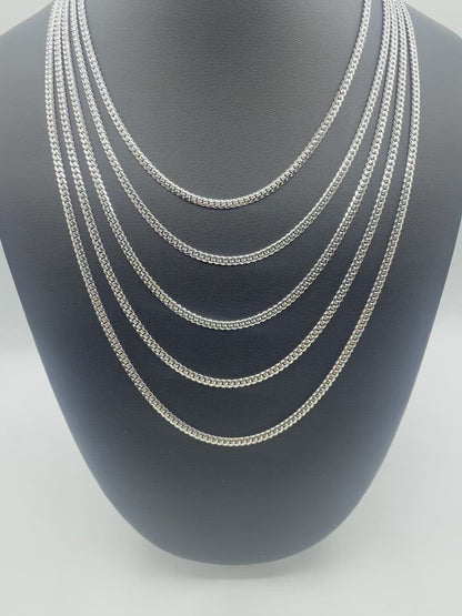14K Solid White Gold 3.5MM Cuban Link Chain 16-24"