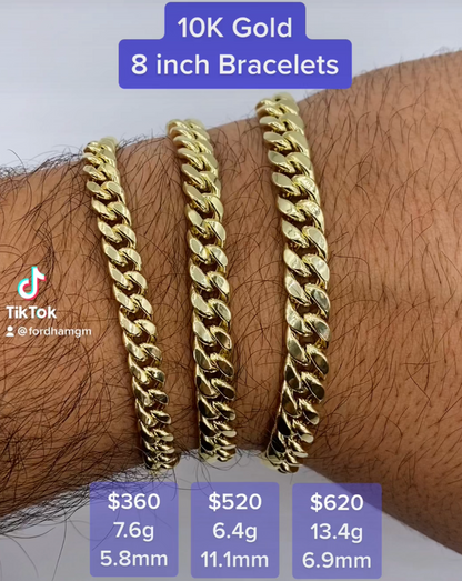 10K Gold Chain Bracelet 8"