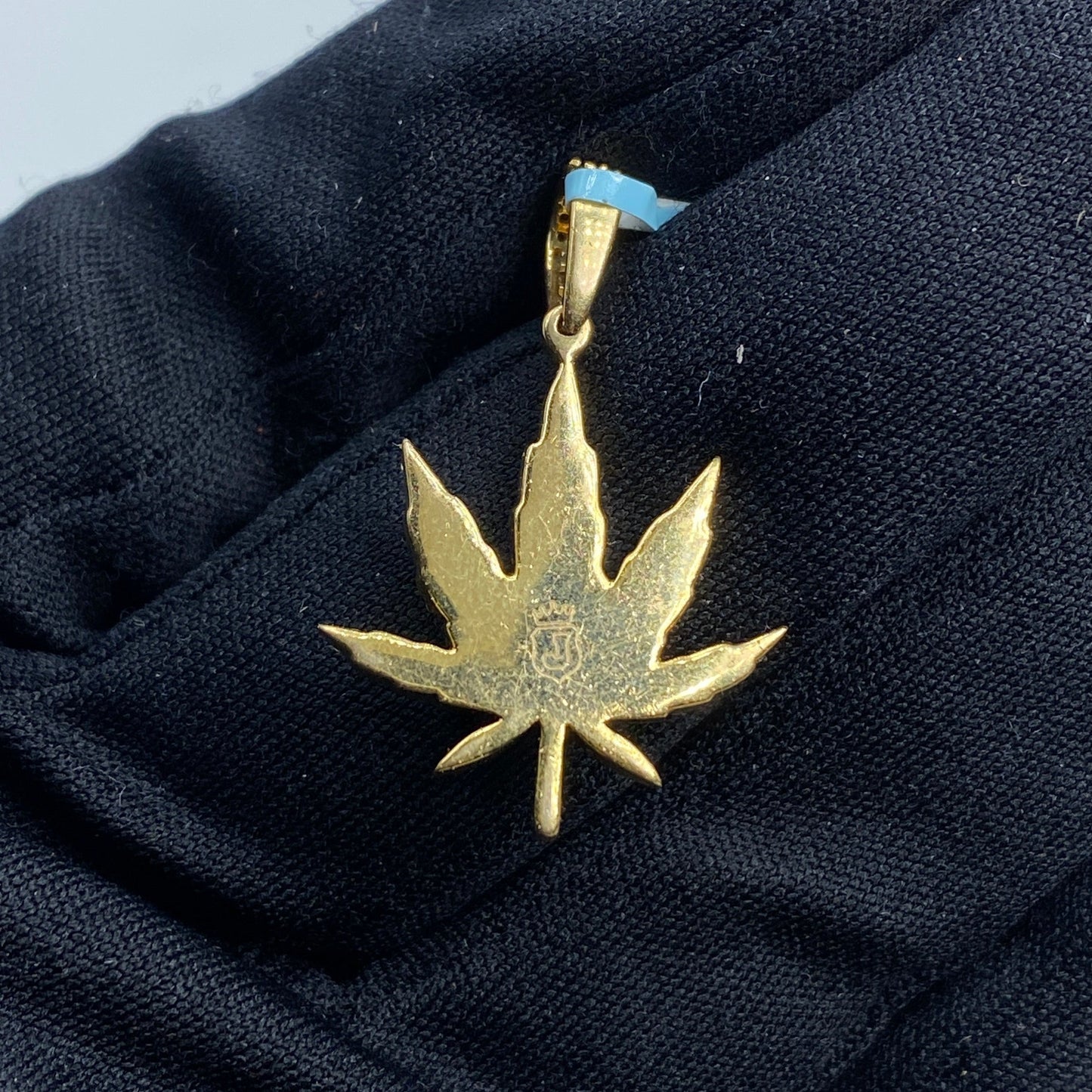 14k Weed Cannabis Ganja Diamond Pendant