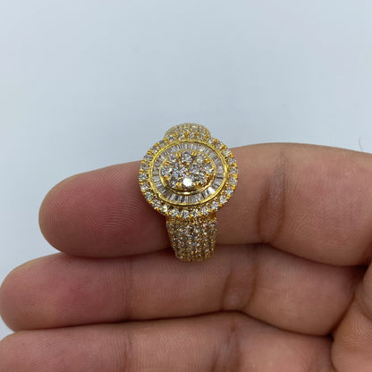 14K Yellow Oval Diamond Baguette Ring