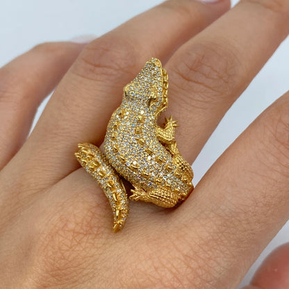 14K Alligator Diamond Ring