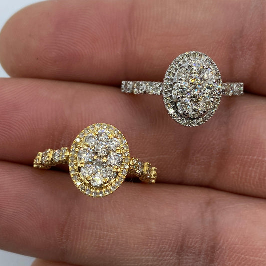 14K Oval Diamond Engagement Ring