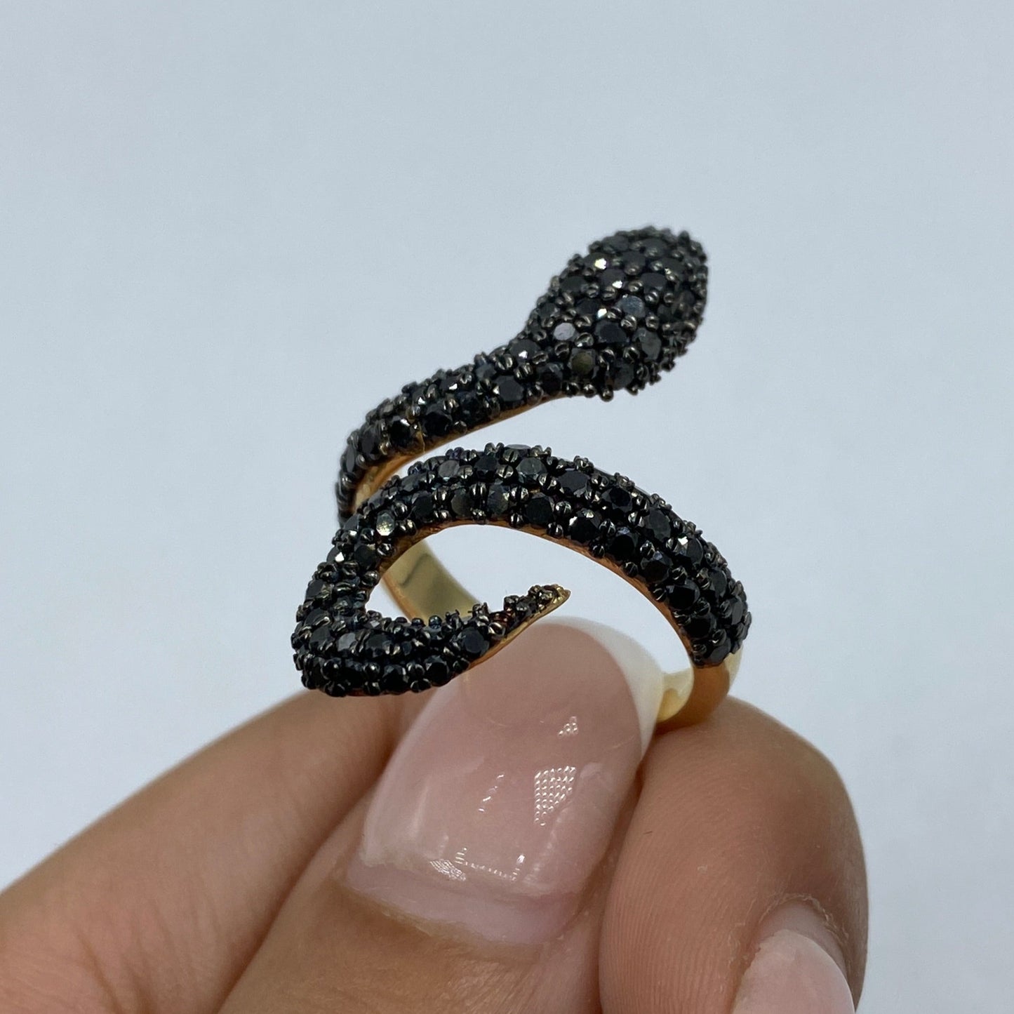 14K Serpent Diamond Snake Ring