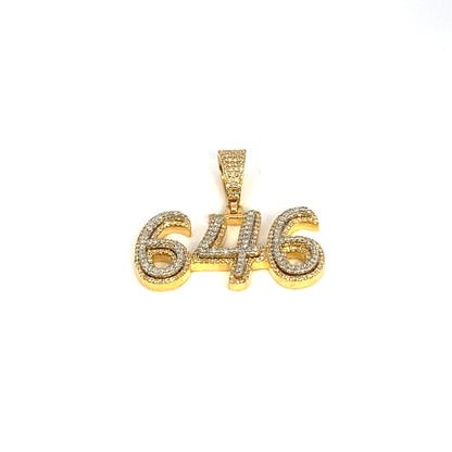 14K 646 Area Code Diamond Pendant