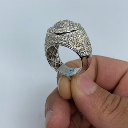 14K Circle Dome Diamond Baguette Ring