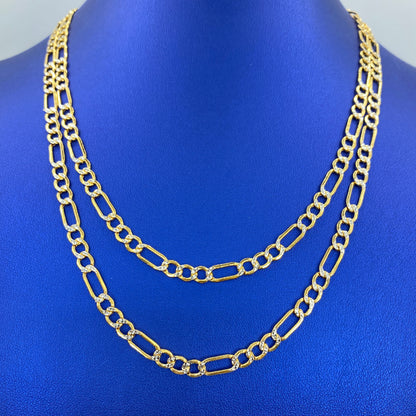 14K 5.2MM Two-Tone Figaro Link Chain 18-20"