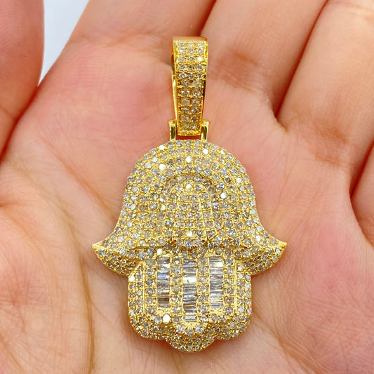 14K Jumbo Hamsa Diamond Pendant
