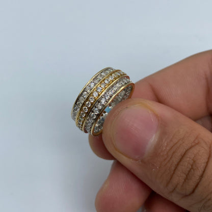 14K Eternity Three Row Diamond Ring