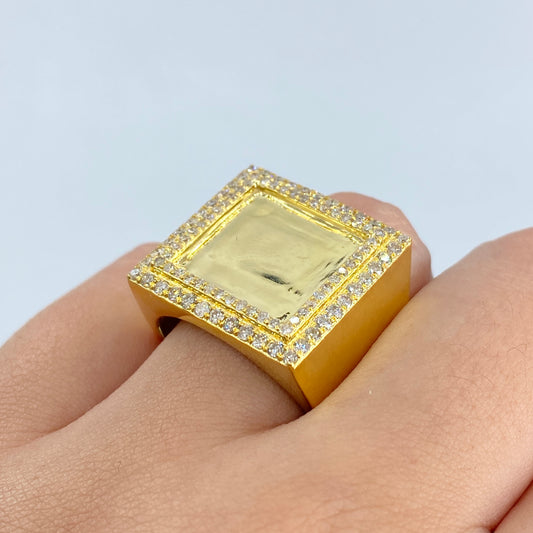 10K Square Photo Diamond Ring