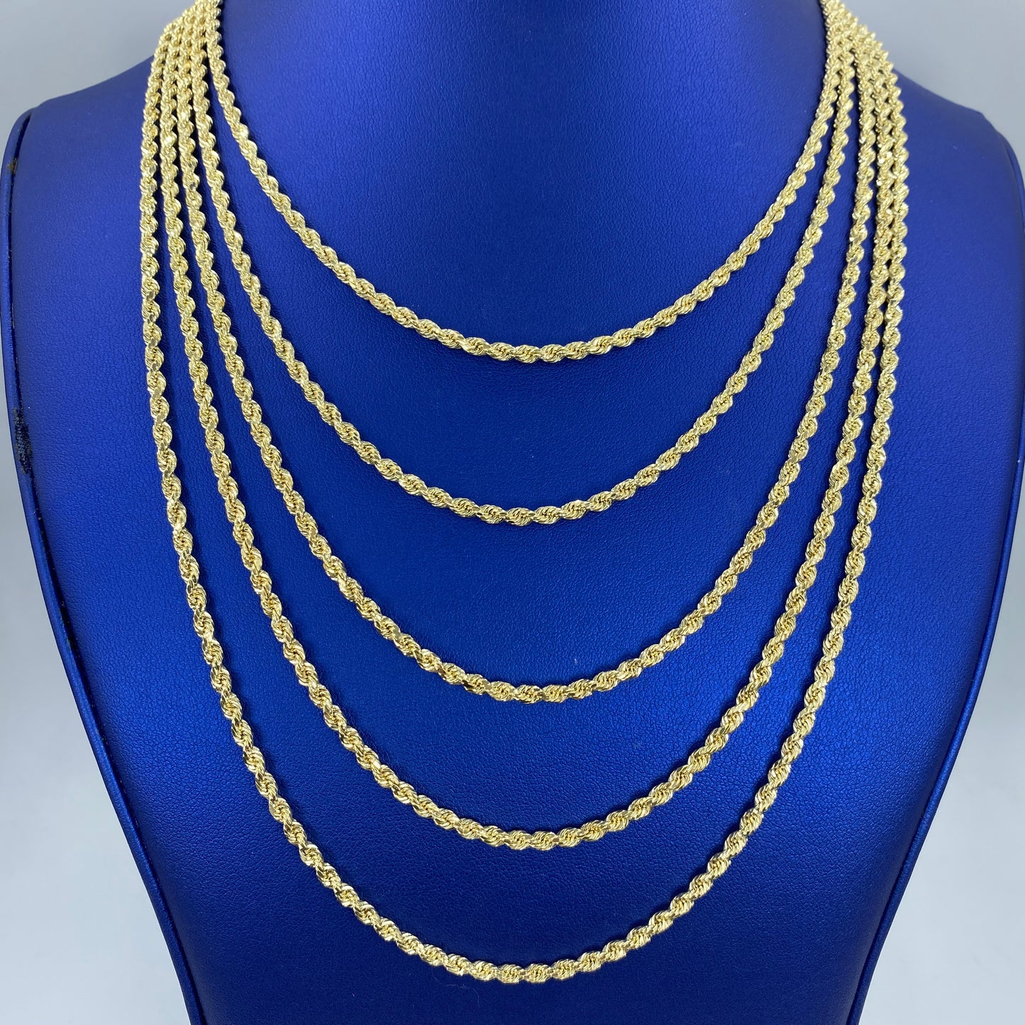 3mm 16 Inch Rope Chain 10K Yellow Gold 3MM Rope Chain 16-24