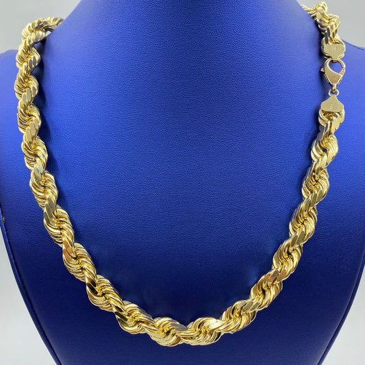 14K 11.5MM Solid Rope Chain 22-24"