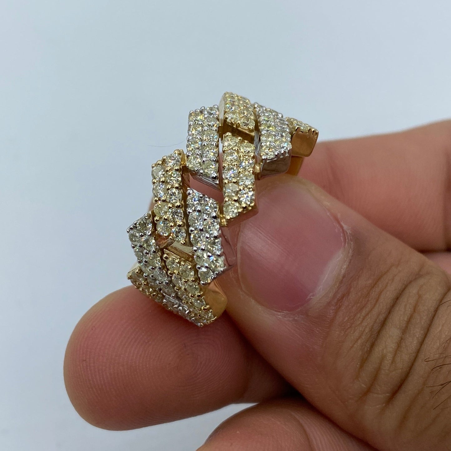 10K Two-Tone Cuban Link Diamond Ring