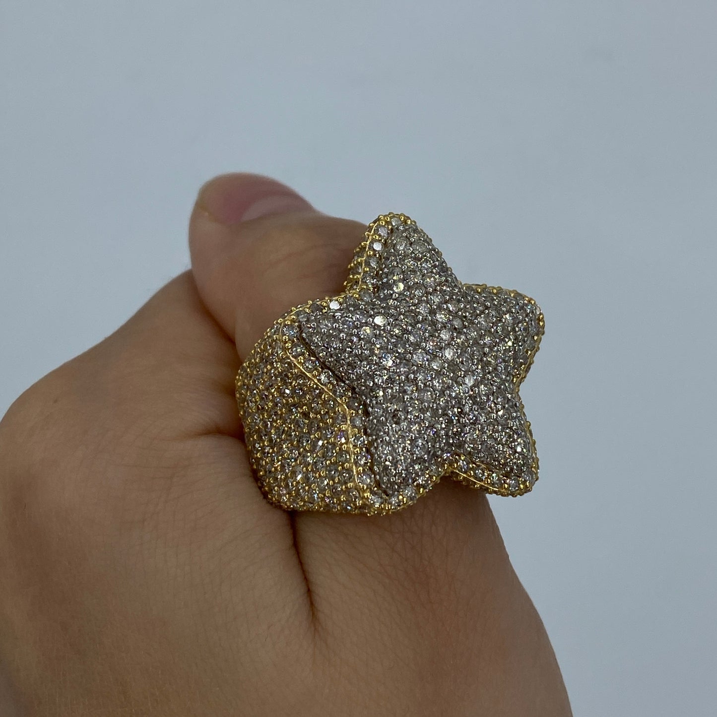 14K Custom Rounded Star Diamond Ring