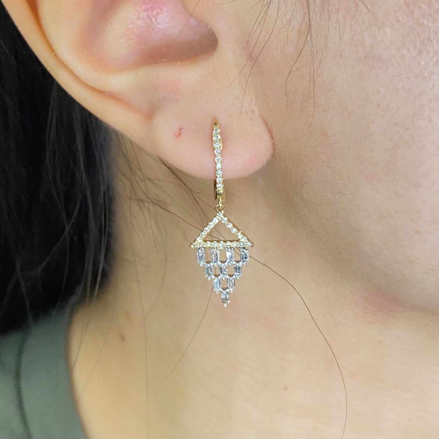 14K Chandelier Diamond Drop Earrings
