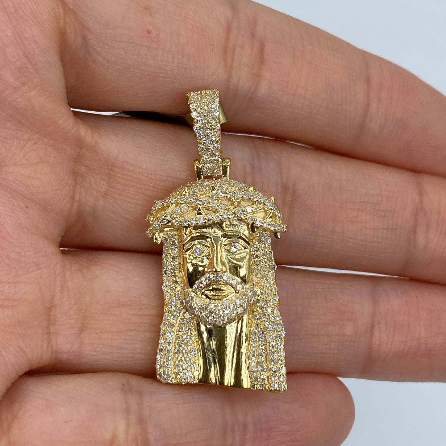 10K/14K Jesus Head Diamond Pendant