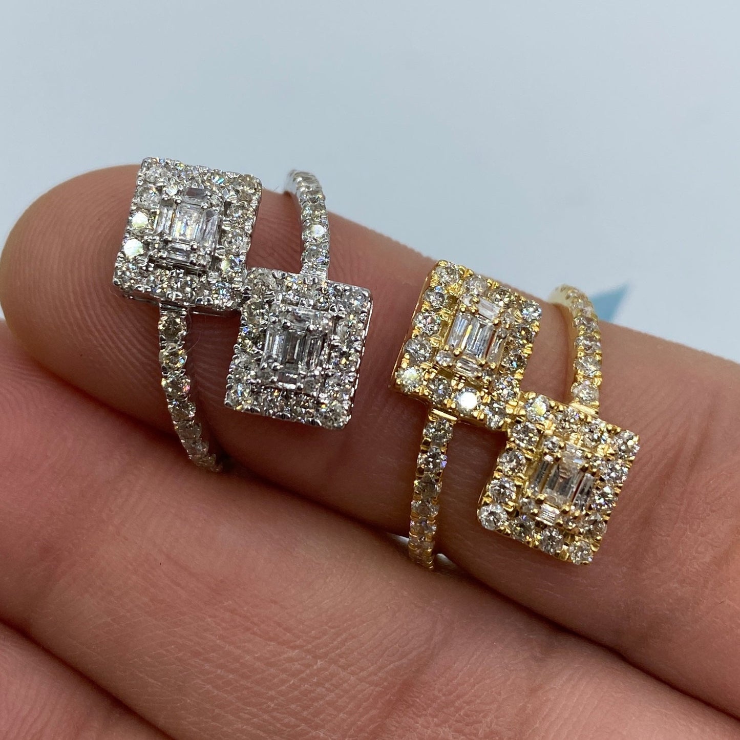 14K Square Bangle Diamond Engagement Ring