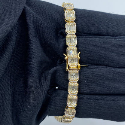 10K 6MM Diamond Baguette Bracelet 8"