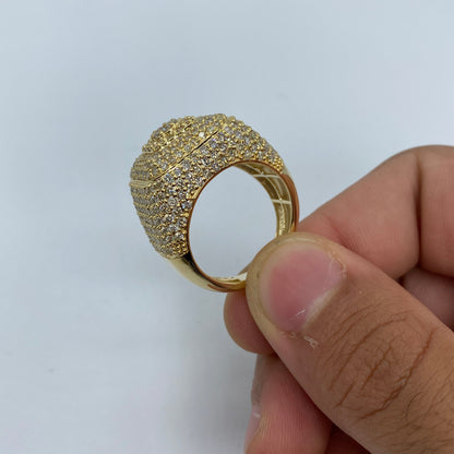 14K Square Jumbo Miami Diamond Ring