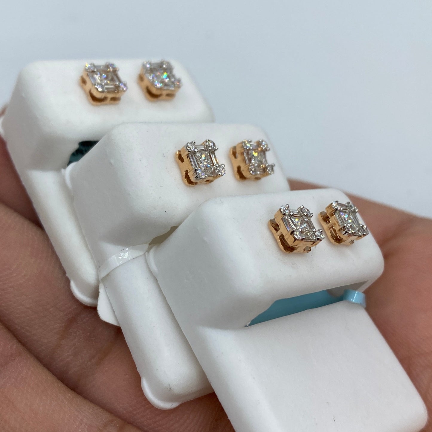 14K Diamond Baguette Stud Earrings