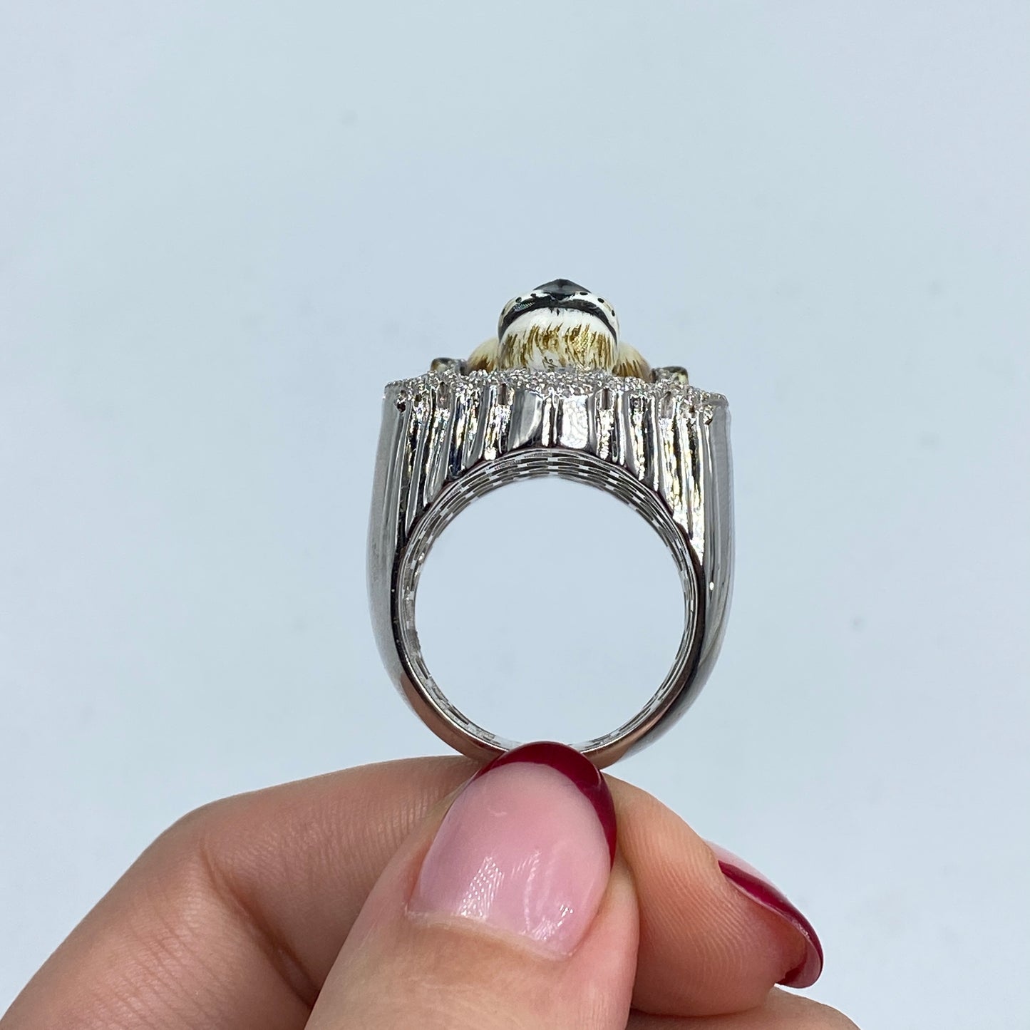 14K Jumbo Lion Face Diamond Ring