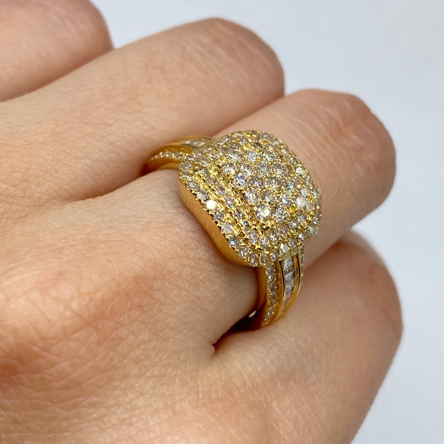 14K Champion Square Diamond Baguette Ring