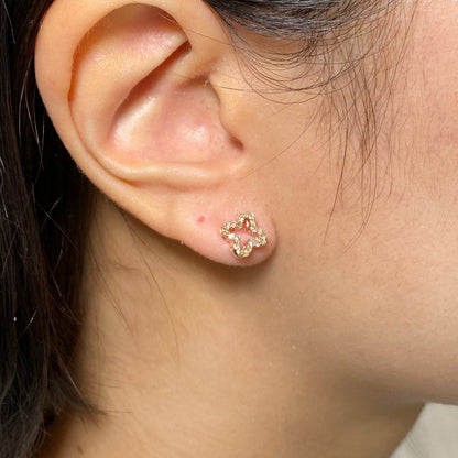 14K Open Clover Diamond Earrings
