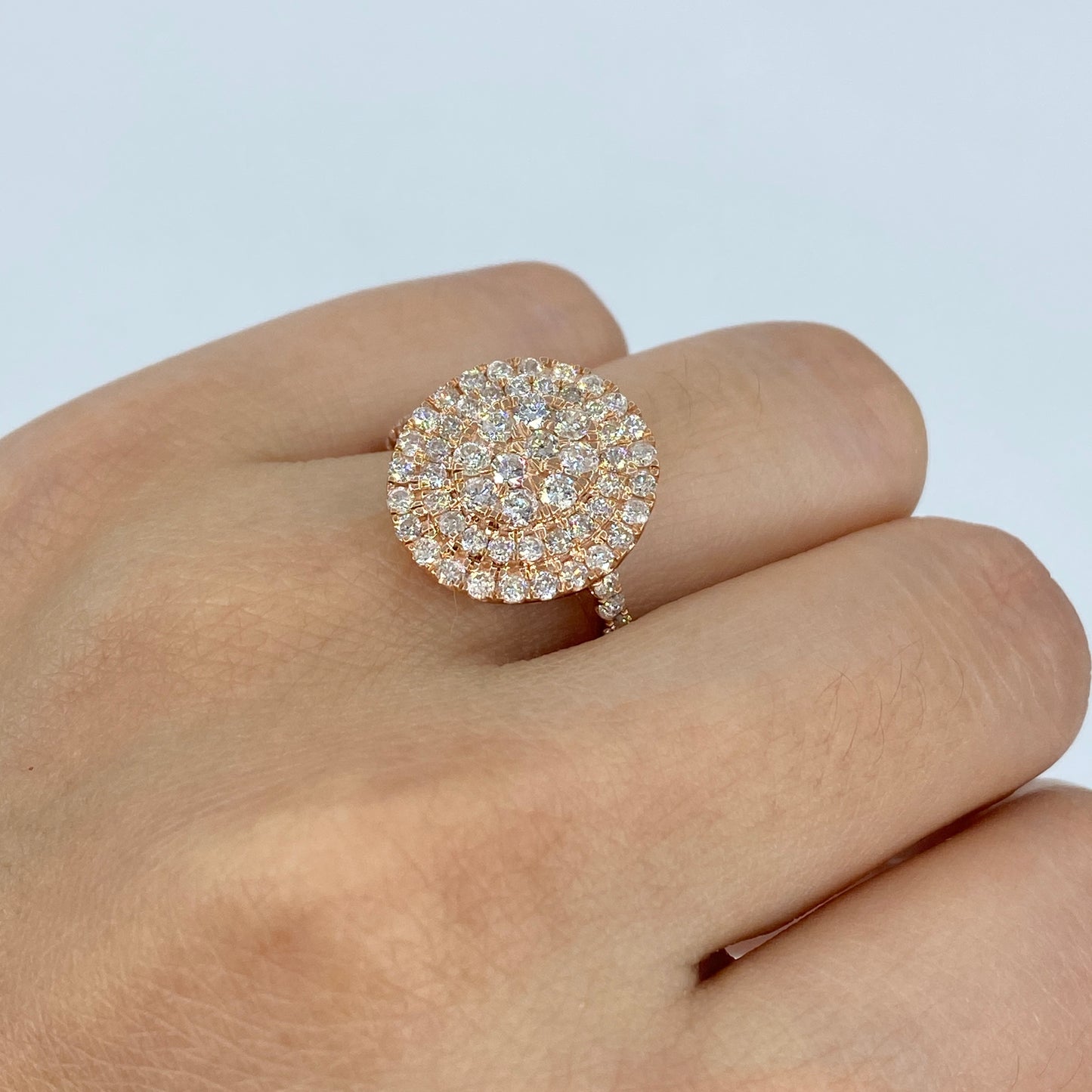 14K Jumbo Cake Circle Diamond Engagement Ring