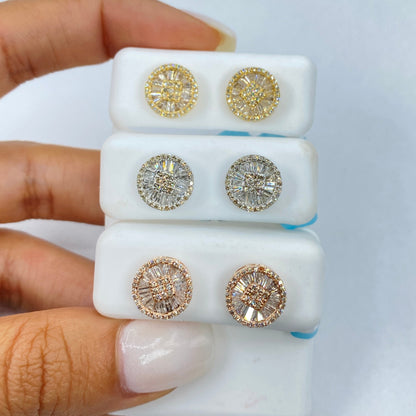 14K Sunshine Circle Diamond Earrings
