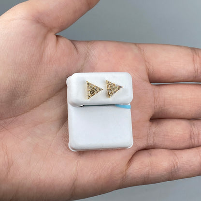 14K Triangle Diamond Baguette Earrings
