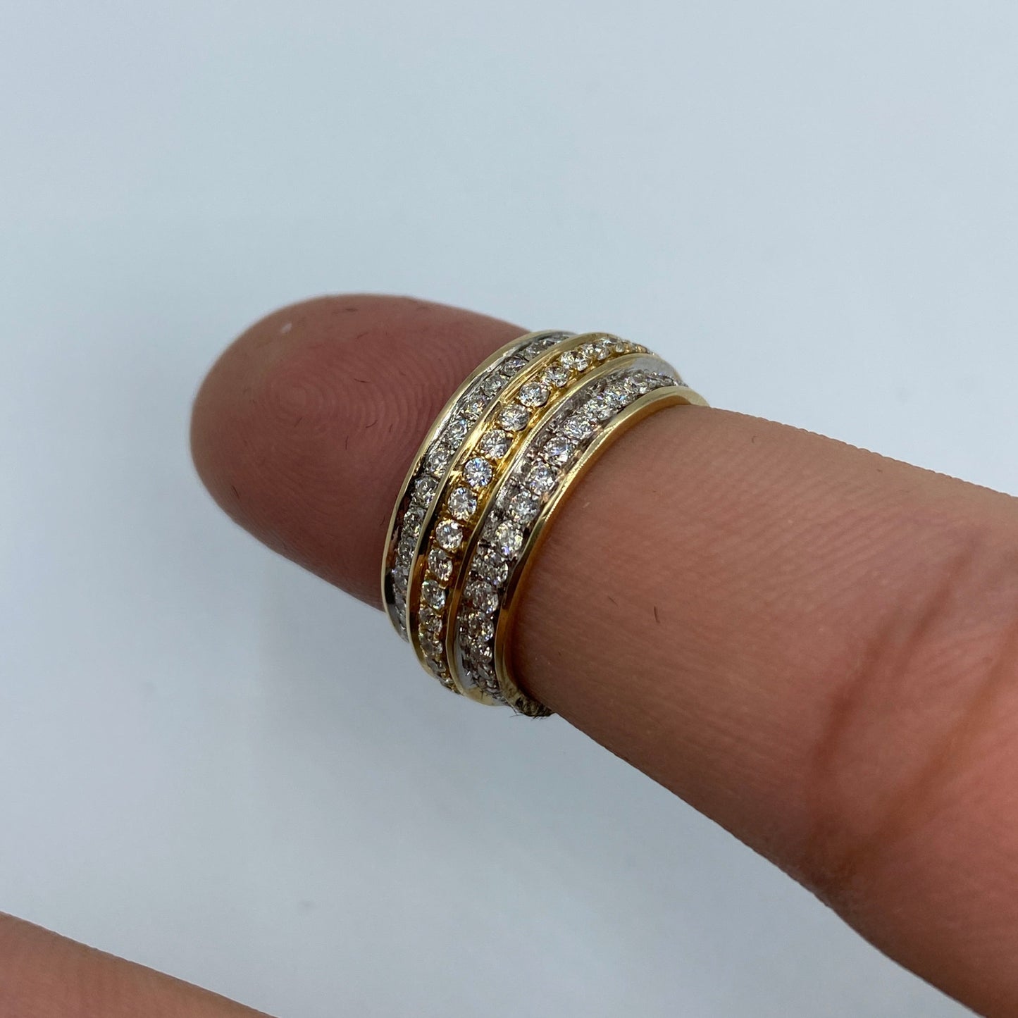 14K Eternity Three Row Diamond Ring