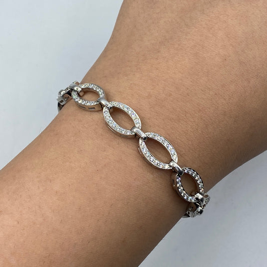 18K Circle Link Diamond Bracelet