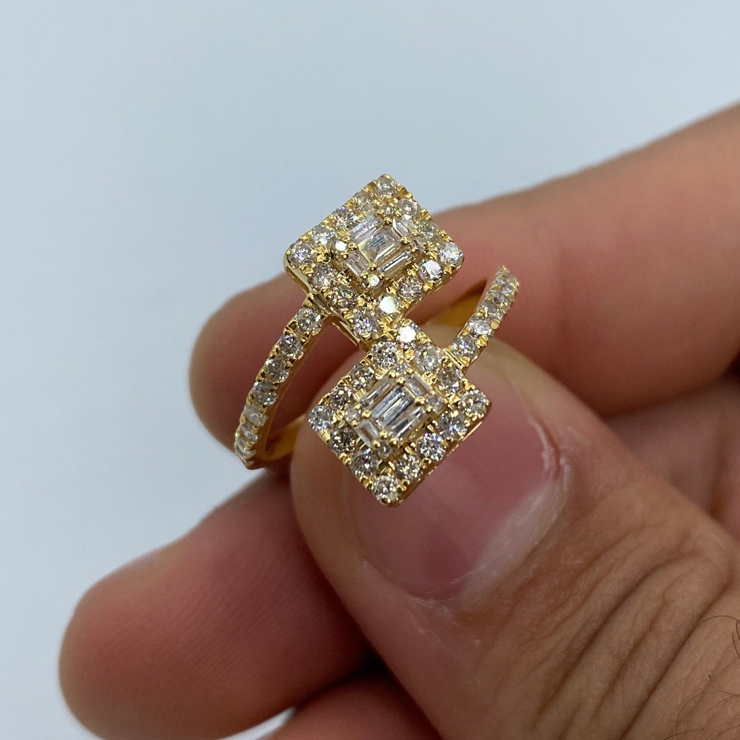 14K Twist Square Diamond Engagement Ring