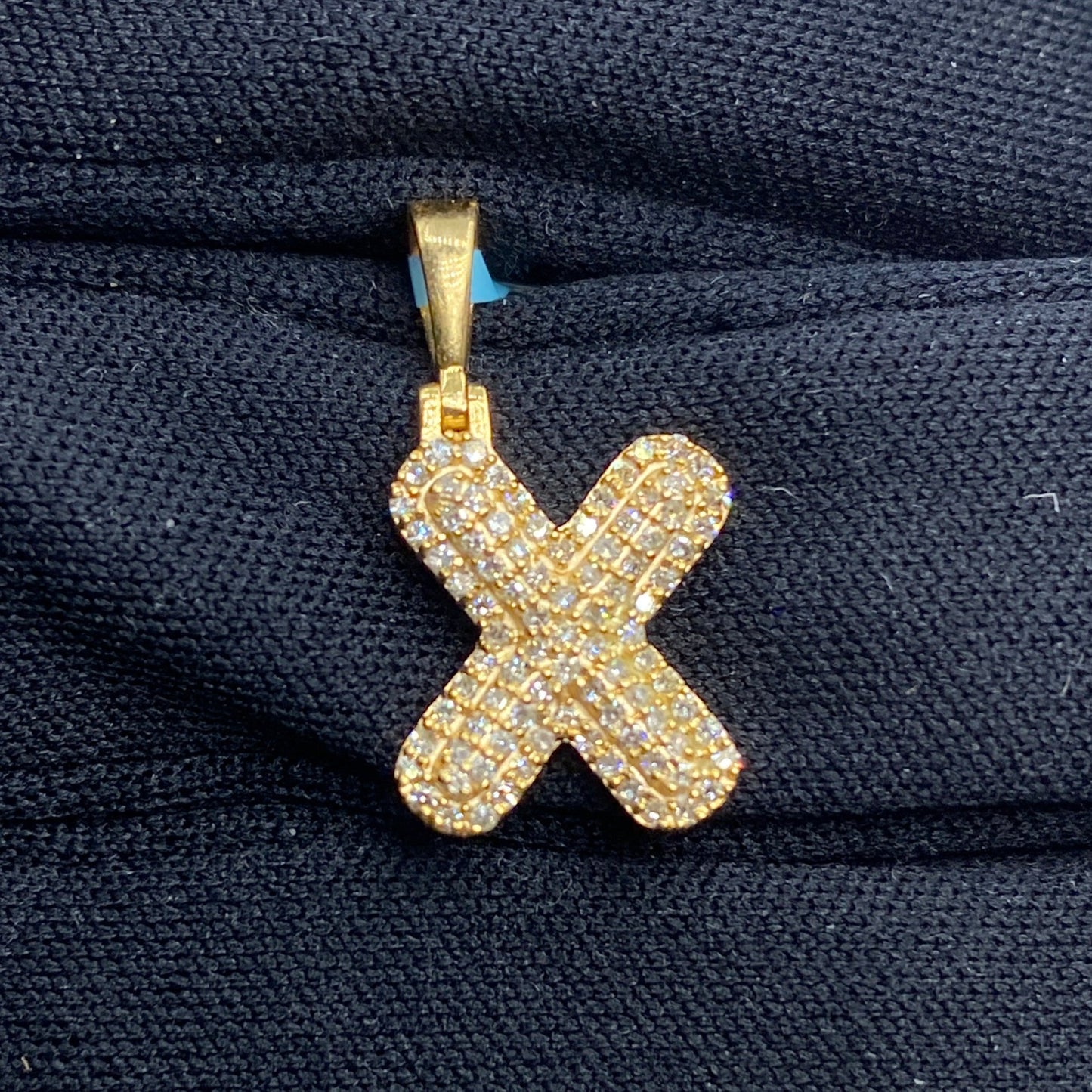 14k Initial X Bubble Pendant